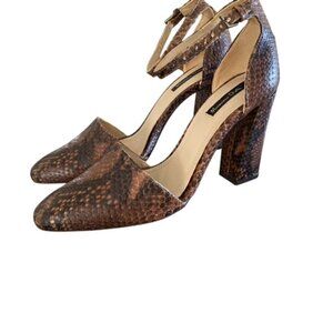 Massimo Dutti Snakeskin Heels with Ankle Strap 37